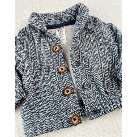 CARTER’S • Black/White Herringbone Collared Cardigan - Picture 10 of 13